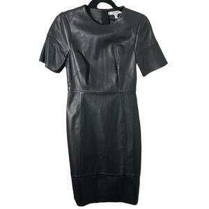 NEW LK Bennett Women's Zena Black 100% Leather Dress Size 4 Fall Classic LBD